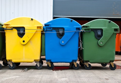 Bulky furniture and mixed waste ready for collection from a London property