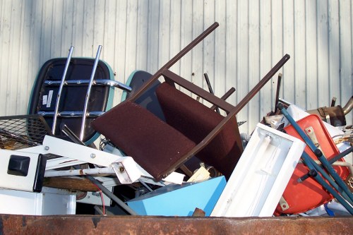 Removal of office desks and chairs during a London clearance